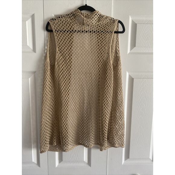 Belford Womens Small Tan Linen Open Vest Cardigan‎ Fisherman Knit - Picture 6 of 7